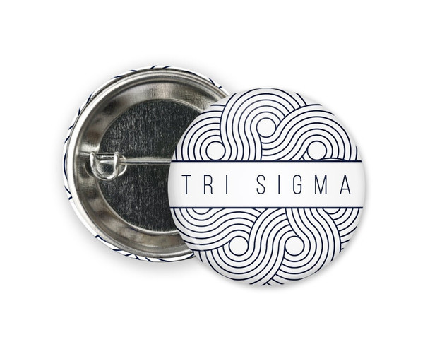 TriSigma Sigma Sigma Sigma Geo Scroll  Greek Pinback Sorority  Button