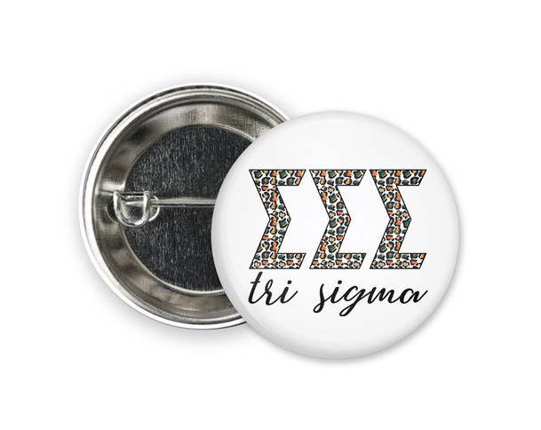 TriSigma Sigma Sigma Sigma Leopard Single Sorority Pinback  Button