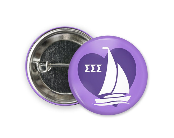 TriSigma Sigma Sigma Sigma Letters Sailboat Button