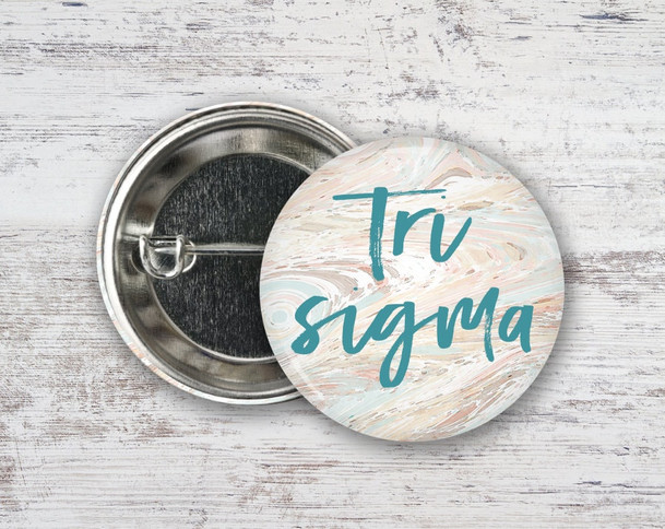 TriSigma Sigma Sigma Sigma Marble  Greek Pinback Sorority  Button