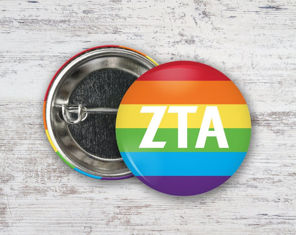 ZTA Zeta Tau Alpha Pride Letters Button