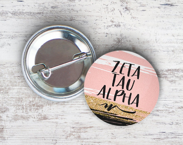 ZTA Zeta Tau Alpha Rose Gold Black Button