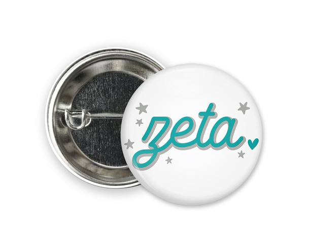 ZTA Zeta Tau Alpha Star Single Sorority Pinback  Button