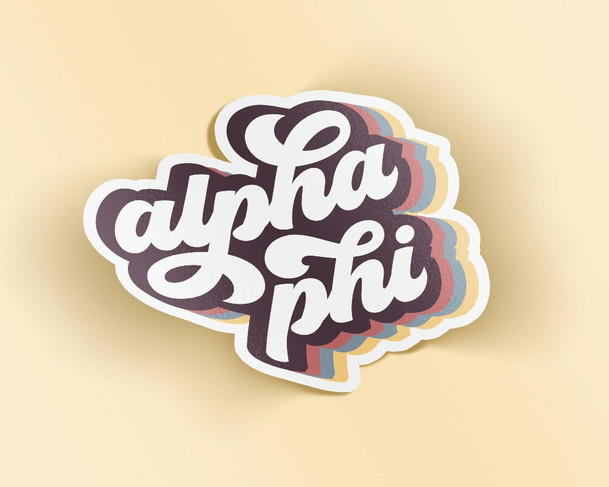 Alpha Phi Retro Script Sticker