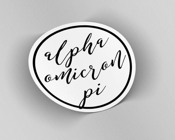 AOII Alpha Omicron Pi Circle Script Sticker