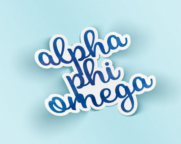  APhiO Alpha Phi Omega Watercolor Script Sticker 