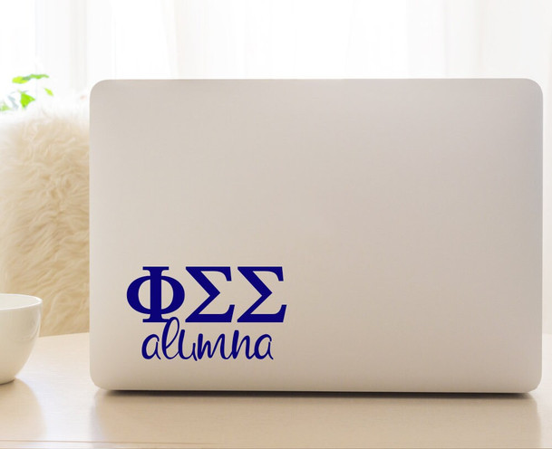 PhiSig Phi Sigma Sigma Letters Alumna Sorority Decal Laptop Sticker Car Decal