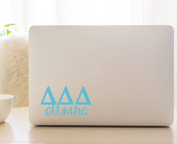 TriDelta Delta Delta Delta Letters Alumna Sorority Decal Laptop Sticker Car Decal