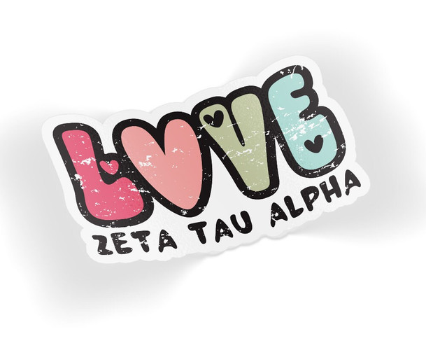 ZTA Zeta Tau Alpha Love Hearts Sticker