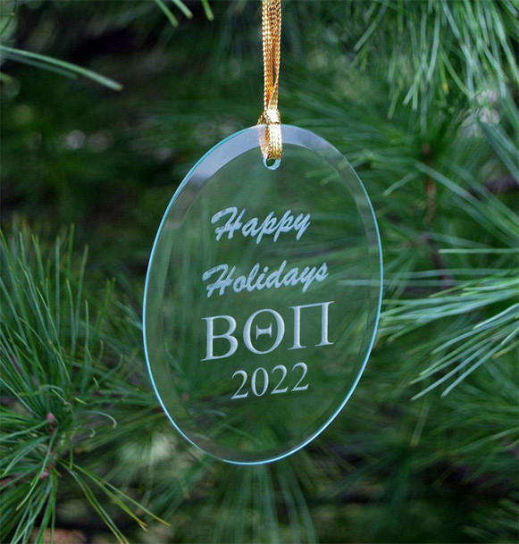 Beta Theta Pi Holiday Glass Oval Ornaments - 2022