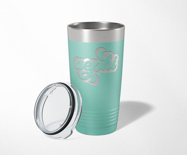 Alpha Epsilon Phi AEPhi Retro Script Stainless Steel Laser Engraved Tumbler-30 ounces