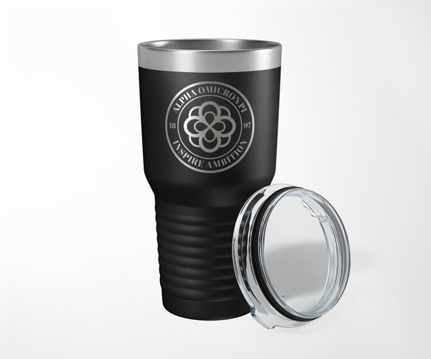 AOII Alpha Omicron Pi Seal Stainless Steel Laser Engraved Tumbler-30 ounces