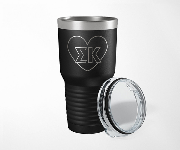 SK Sigma Kappa Heart Stainless Steel Laser Engraved Tumbler-30 ounces