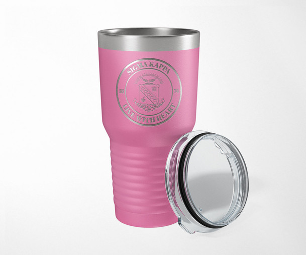 SK Sigma Kappa Seal Stainless Steel Laser Engraved Tumbler-30 ounces