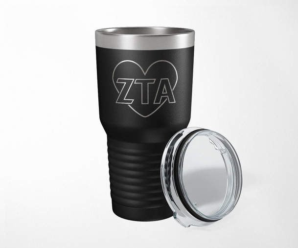 ZTA Zeta Tau Alpha Heart Stainless Steel Laser Engraved Tumbler-30 ounces