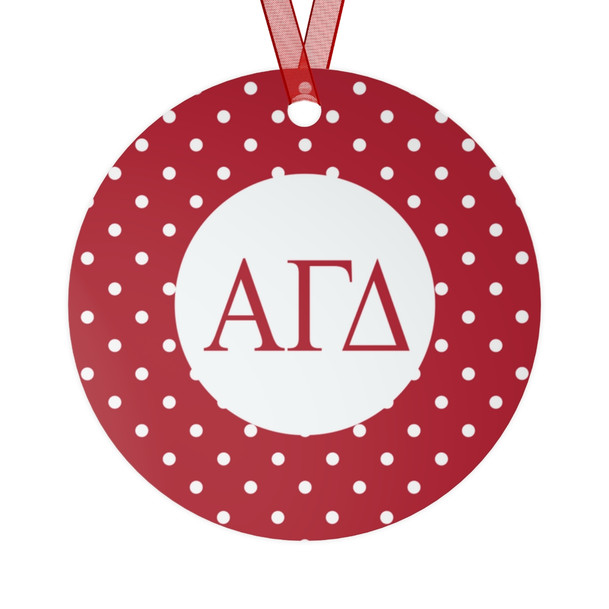 Alpha Gamma Delta Red Polka Dots Christmas Ornaments