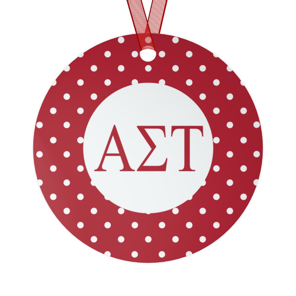 Alpha Sigma Tau Red Polka Dots Christmas Ornaments