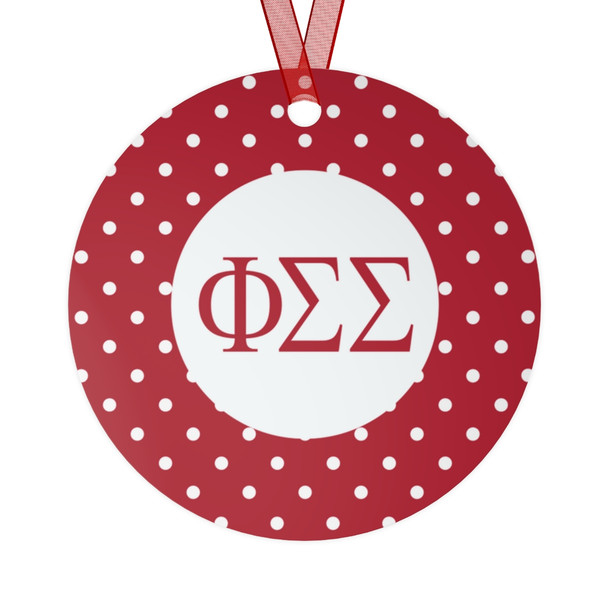 Phi Sigma Sigma Red Polka Dots Christmas Ornaments