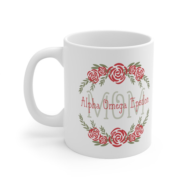 Alpha Omega Epsilon Floral Mom Coffee Mug