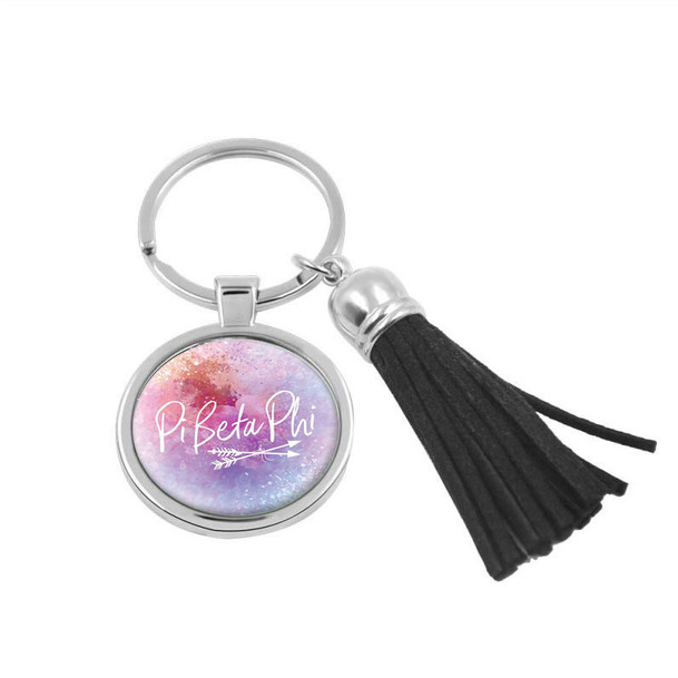 Pi Beta Phi Watercolor Tassel Keychain