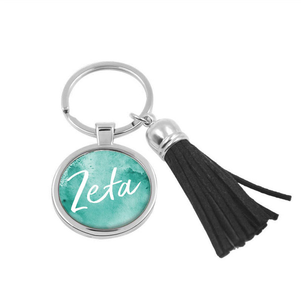 Zeta Tau Alpha Watercolor Tassel Keychain