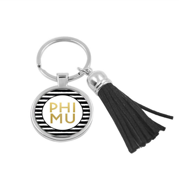 Phi Mu Stripes Tassel Keychain