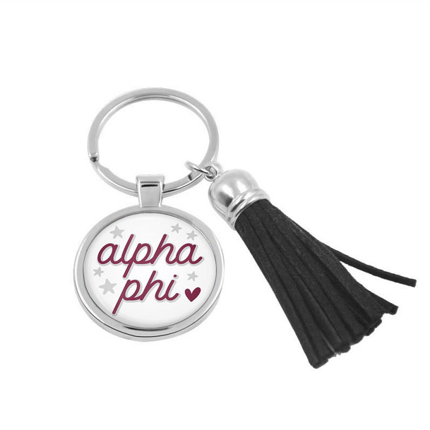 Alpha Phi Stars Tassel Keychain