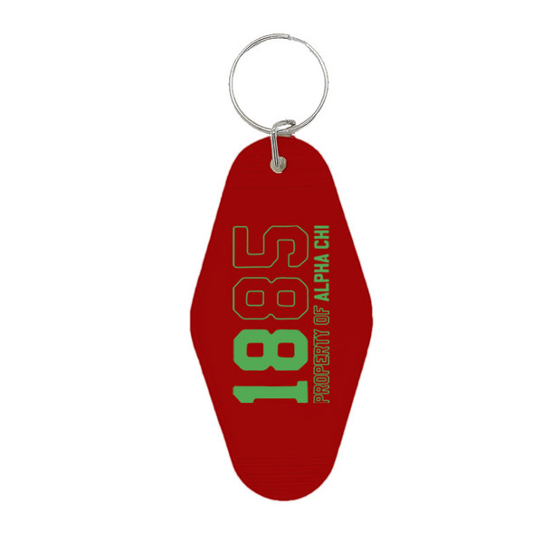 Alpha Chi Omega Year Hotel Shaped Keychain