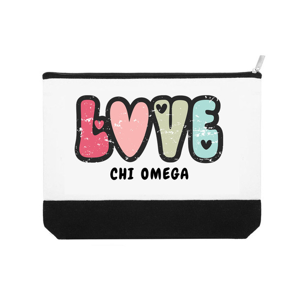 Chi Omega Love Canvas Makeup Bag