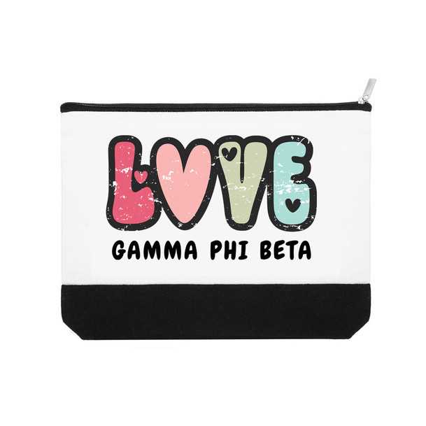 Gamma Phi Beta Love Canvas Makeup Bag