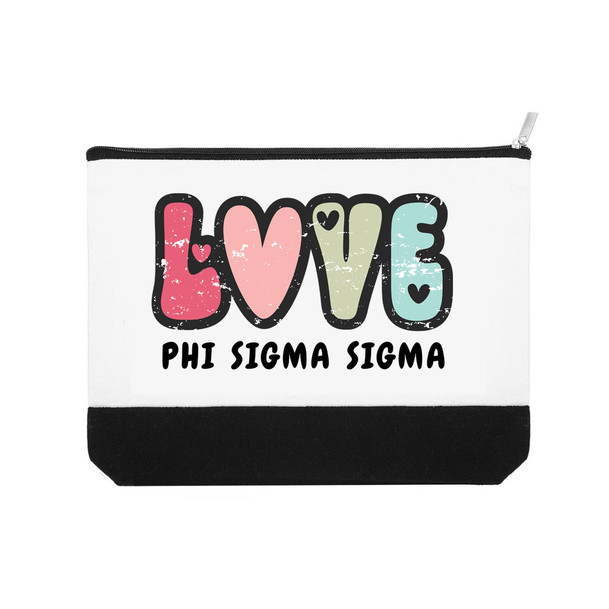 Phi Sigma Sigma Love Canvas Makeup Bag