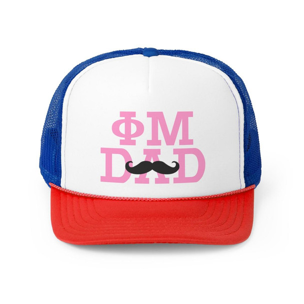  Phi Mu Dad Stache Trucker Caps 