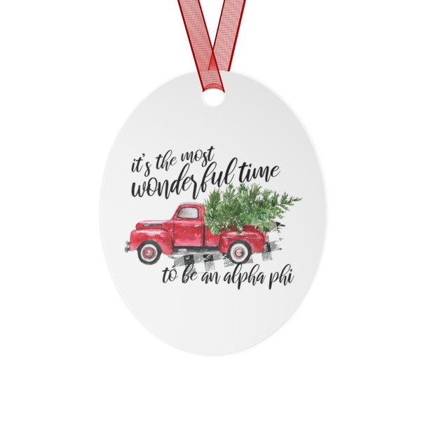 Alpha Phi Red Truck Christmas Ornaments