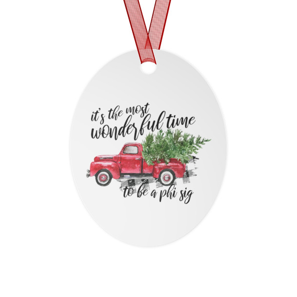 Phi Sigma Sigma Red Truck Christmas Ornaments