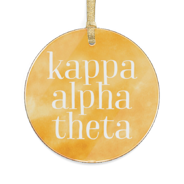 Round Kappa Alpha Theta Watercolor Acrylic Ornaments