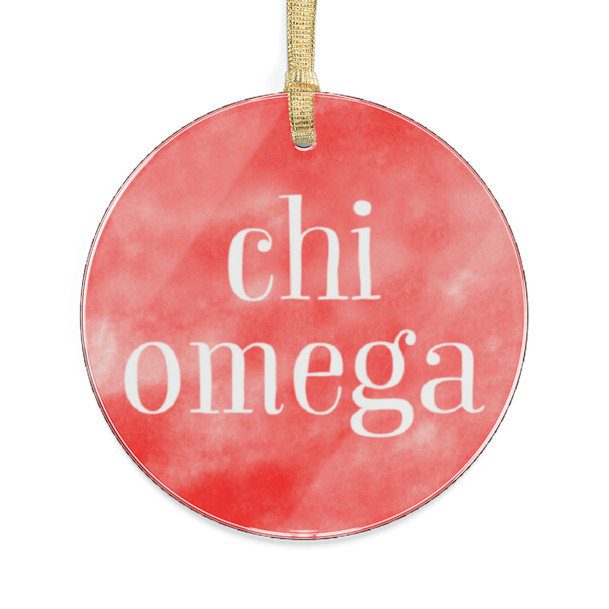 Round Chi Omega Watercolor Acrylic Ornaments