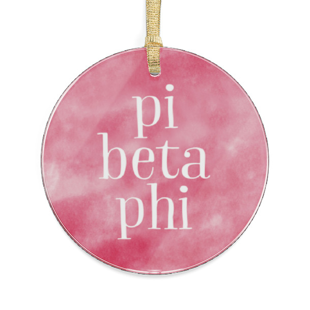 Round Pi Beta Phi Watercolor Acrylic Ornaments