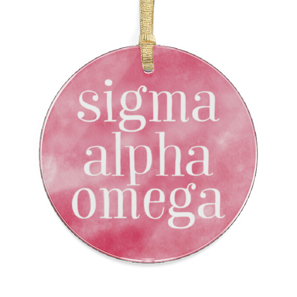 Round Sigma Alpha Omega Watercolor Acrylic Ornaments