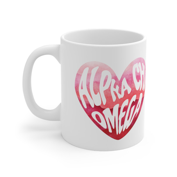 Alpha Chi Omega Watercolor Heart Coffee Mug