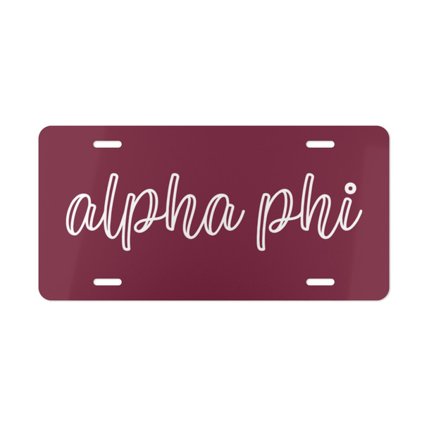 Alpha Phi Kem License Plate