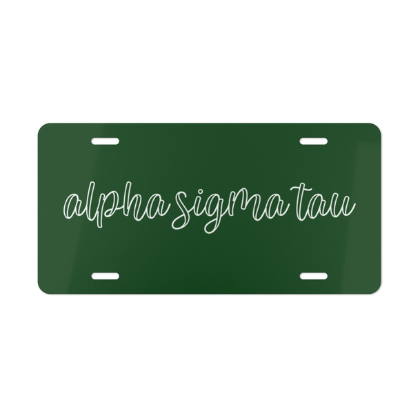 Alpha Sigma Tau Kem License Plate