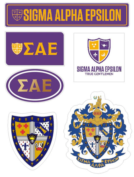 Sigma Alpha Epsilon Fraternity Sticker Sheet- Brand Focus