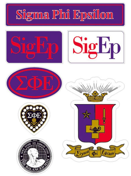 Sigma Phi Epsilon Fraternity Sticker Sheet- Brand Focus