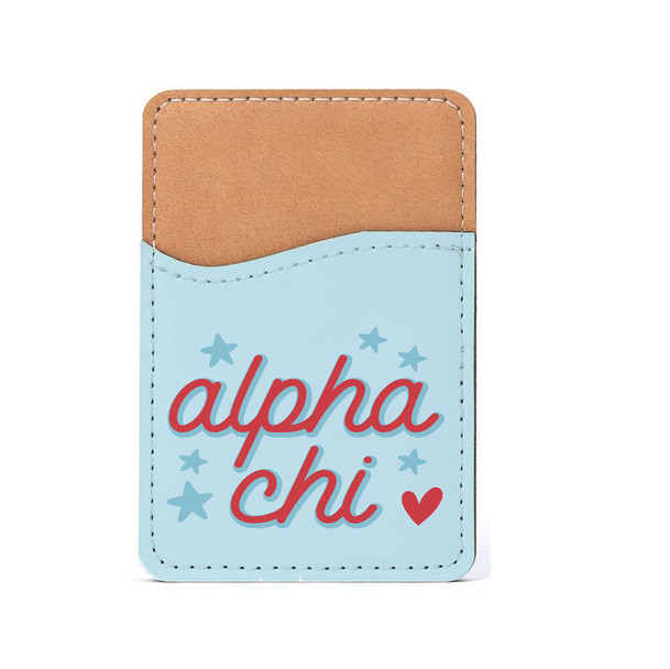 Alpha Chi Omega Stars Leatherette Card Pouch Phone Wallet