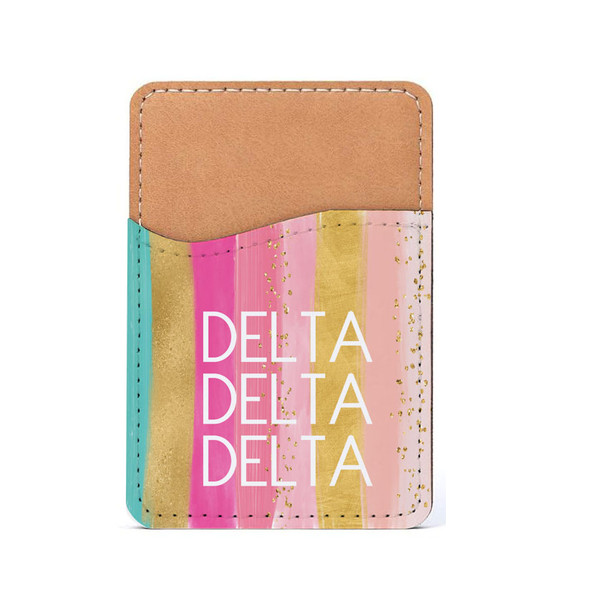 Delta Delta Delta Stripes Leatherette Card Pouch Phone Wallet