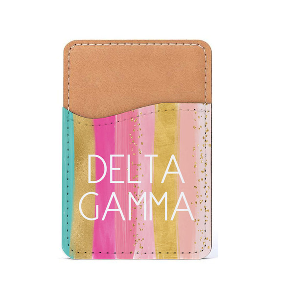 Delta Gamma Pastel Stripes Leatherette Card Pouch Phone Wallet