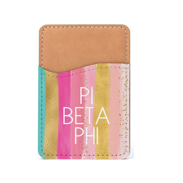 Pi Beta Phi Pastel Pastel Stripes Leatherette Card Pouch Phone Wallet