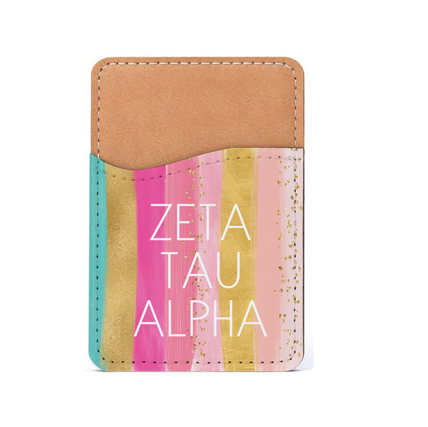 Zeta Tau Alpha Stripes Leatherette Card Pouch Phone Wallet