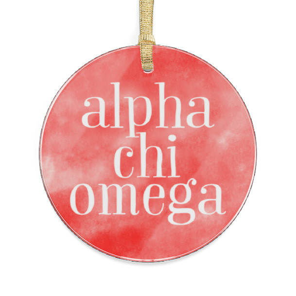 Round Alpha Chi Omega Watercolor Acrylic Ornaments