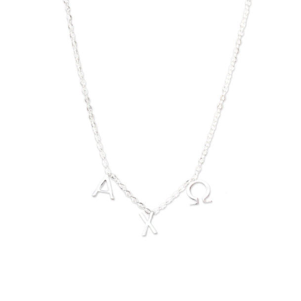 Alpha Chi Omega Silver Letter Necklaces